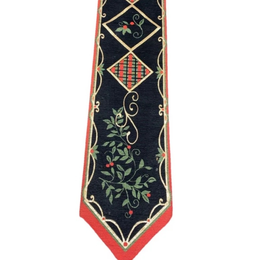 Tapestry Table Runner Reversible Black‎ Red Green Gold